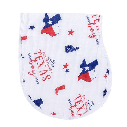 Gift Set: Texas Baby Boy Muslin Swaddle Blanket and Burp Cloth/Bib Combo by Little Hometown