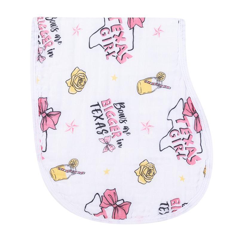 Gift Set: Texas Baby Girl Muslin Swaddle Blanket and Burp Cloth/Bib Combo by Little Hometown