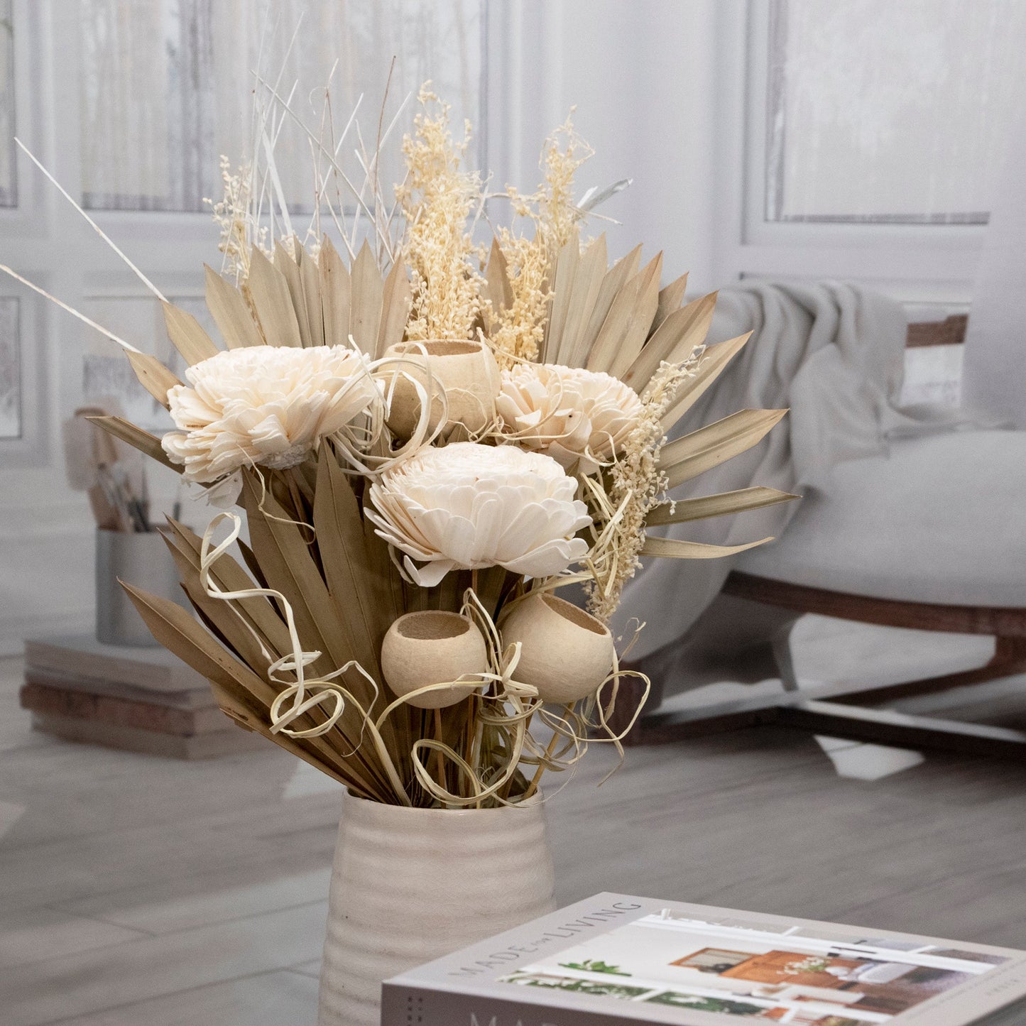 Sola Flower and Natural Palm Bouquet by Andaluca Home