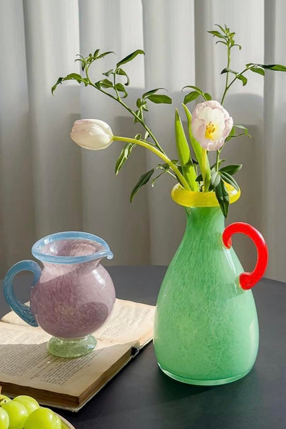 Handblown Bonbon Dopamine Bottle Vase, Whimsical Vintage Vase Centrepiece by INSPECIAL HOME