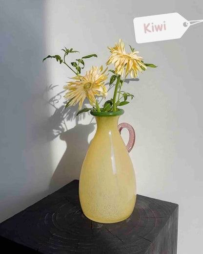 Handblown Bonbon Dopamine Bottle Vase, Whimsical Vintage Vase Centrepiece by INSPECIAL HOME