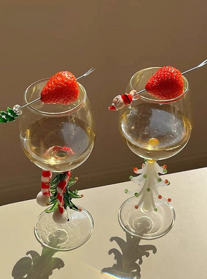 Handblown Christmas Tree Wine Glasses Set of 2 Pcs by INSPECIAL HOME