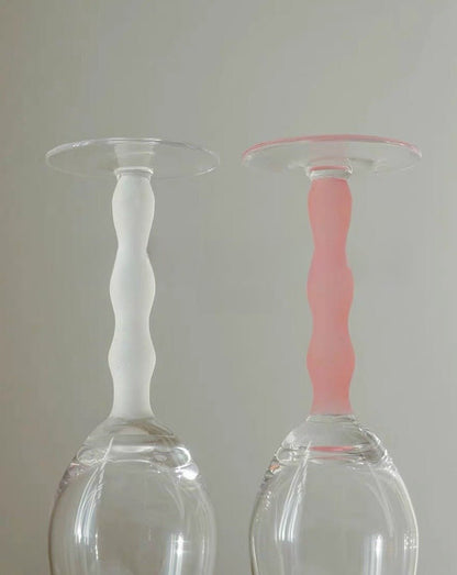 Handblown Retro Wavy Rose Wine Glasses Set of 4 Pcs ( $14.9 Each ) by INSPECIAL HOME