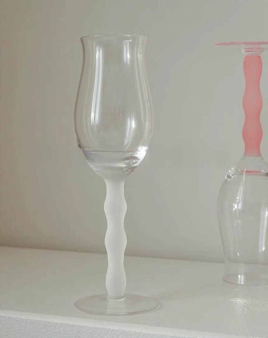 Handblown Retro Wavy Rose Wine Glasses Set of 4 Pcs ( $14.9 Each ) by INSPECIAL HOME