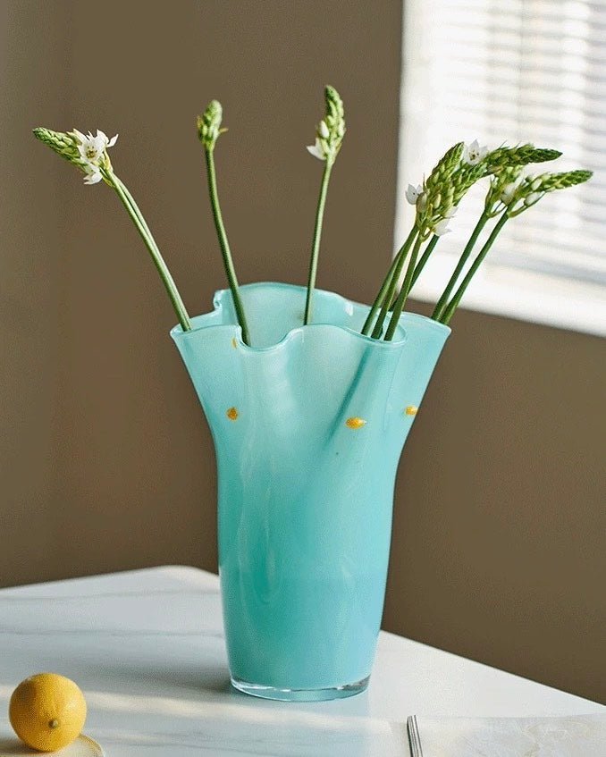 Handblown Wavy Whimsical Glass Vase - Eclectic Table Setting Centrepieces by INSPECIAL HOME