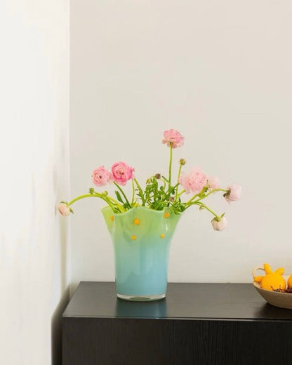 Handblown Wavy Whimsical Glass Vase - Eclectic Table Setting Centrepieces by INSPECIAL HOME