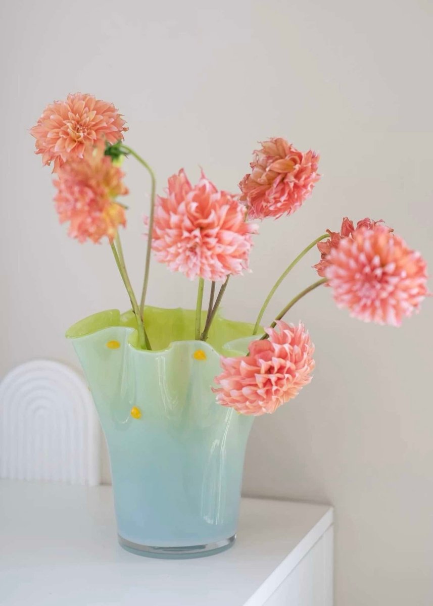 Handblown Wavy Whimsical Glass Vase - Eclectic Table Setting Centrepieces by INSPECIAL HOME