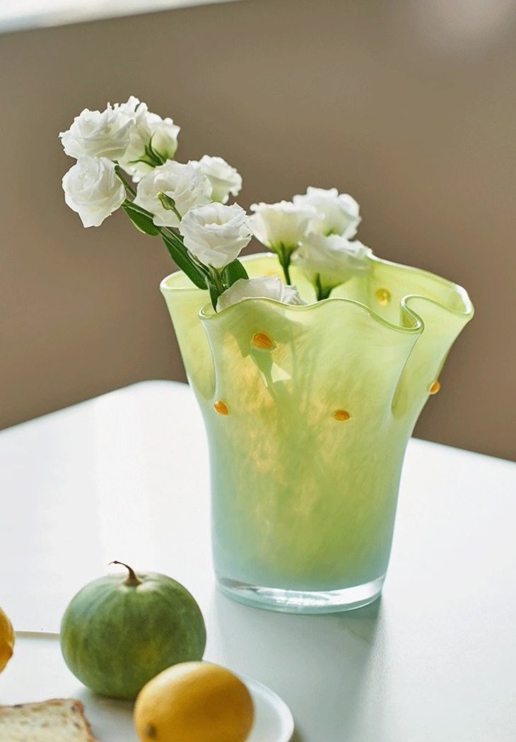 Handblown Wavy Whimsical Glass Vase - Eclectic Table Setting Centrepieces by INSPECIAL HOME