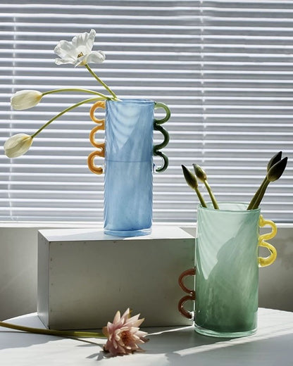 Handblown Whimsical Cylinder Vase - Eclectic Table Setting Centrepieces by INSPECIAL HOME