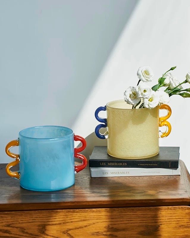 Handblown Whimsical Cylinder Vase - Eclectic Table Setting Centrepieces by INSPECIAL HOME