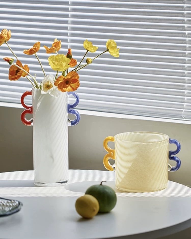 Handblown Whimsical Cylinder Vase - Eclectic Table Setting Centrepieces by INSPECIAL HOME