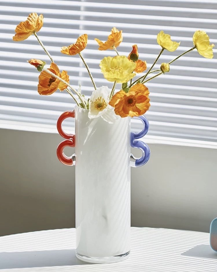 Handblown Whimsical Cylinder Vase - Eclectic Table Setting Centrepieces by INSPECIAL HOME