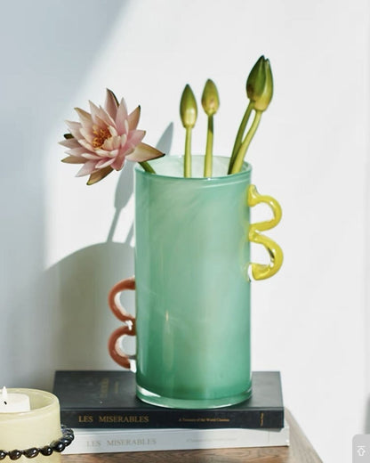 Handblown Whimsical Cylinder Vase - Eclectic Table Setting Centrepieces by INSPECIAL HOME