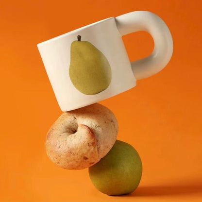 Handcrafted Ceramic Mugs with Big Apple and Pear Designs | Unique Design by INSPECIAL HOME