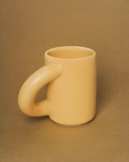 Handcrafted Ceramic Chubby Mugs with Big Twisted Handle - Unique Stylish Tea & Coffee Cups by INSPECIAL HOME