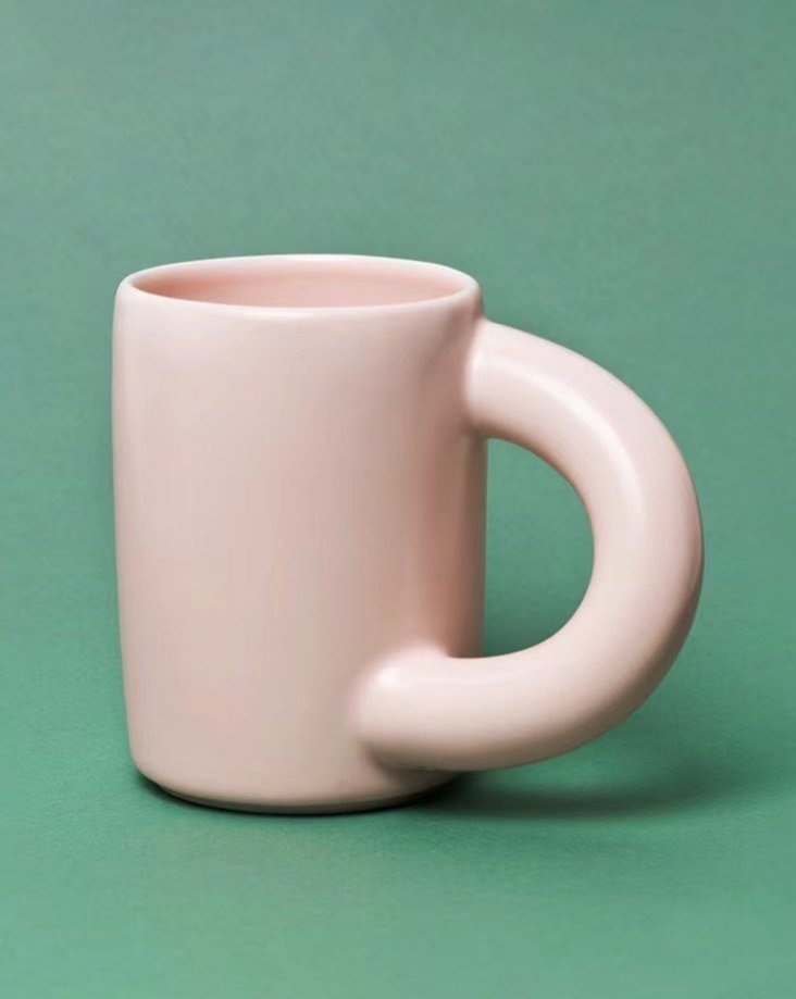 Handcrafted Ceramic Chubby Mugs with Big Twisted Handle - Unique Stylish Tea & Coffee Cups by INSPECIAL HOME