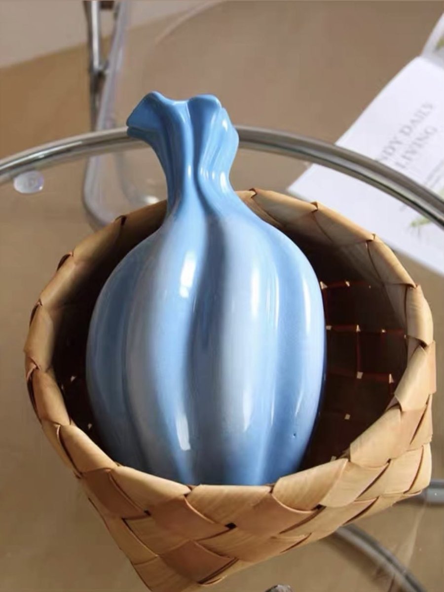 Handcrafted French Style Gradient Blue Ceramic Vase - Unique Flower Vessels by INSPECIAL HOME