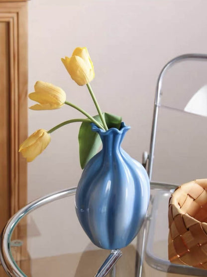 Handcrafted French Style Gradient Blue Ceramic Vase - Unique Flower Vessels by INSPECIAL HOME