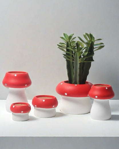 Handmade Cute Whimsical Ceramic Mushrrom Plant Flower Pot for Indoor / Outddor by INSPECIAL HOME