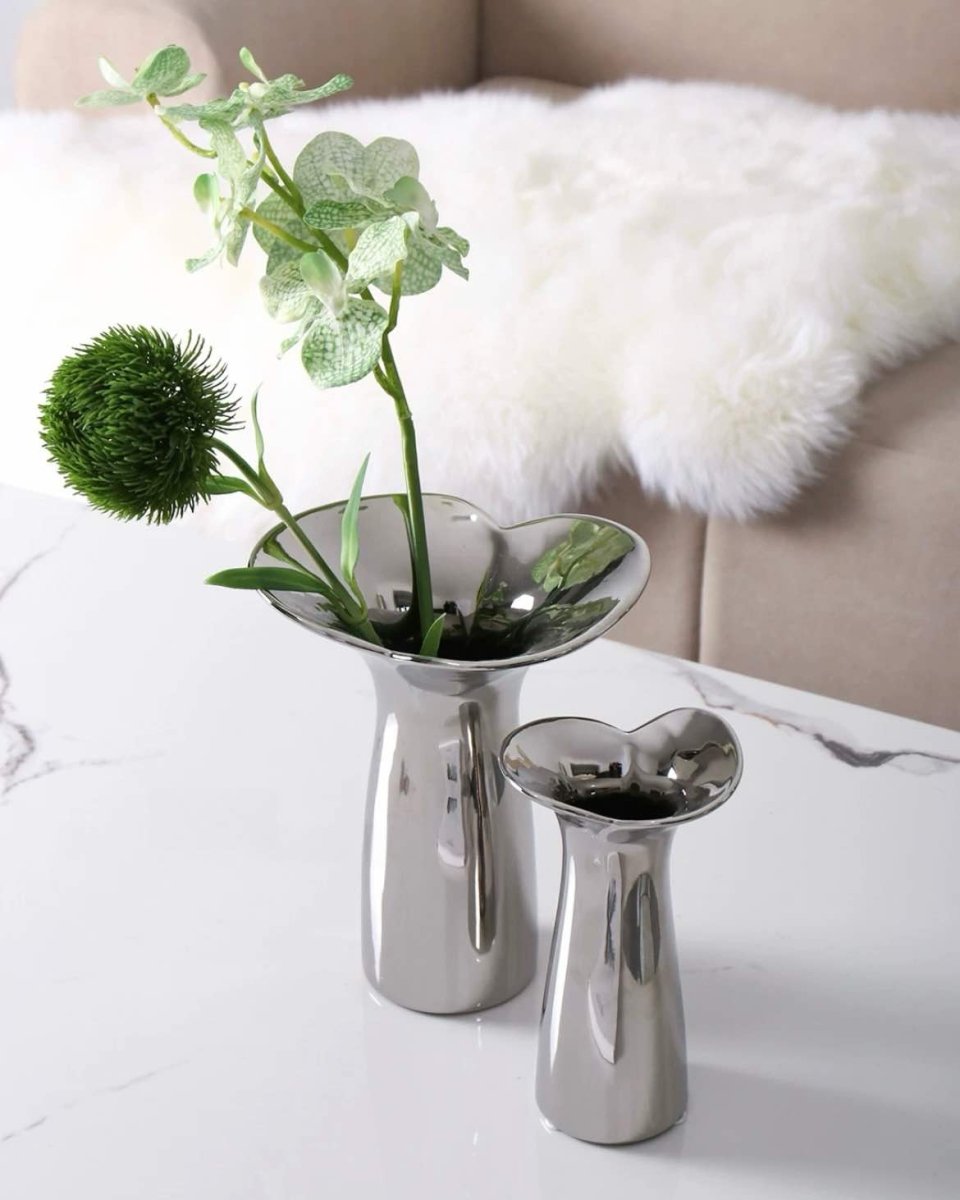 Handmade Modern Silver Bloom Vase, Ceramic Botanica Centrepiece Vase by INSPECIAL HOME