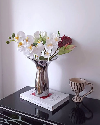 Handmade Modern Silver Bloom Vase, Ceramic Botanica Centrepiece Vase by INSPECIAL HOME