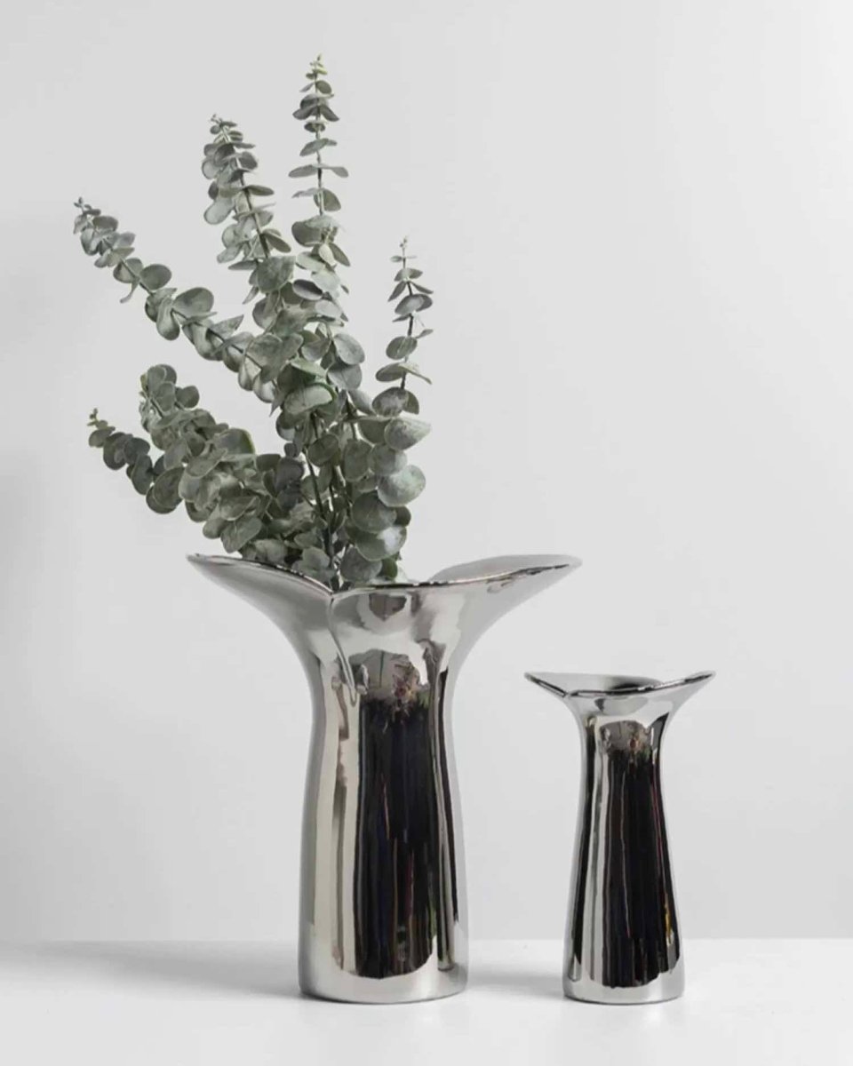 Handmade Modern Silver Bloom Vase, Ceramic Botanica Centrepiece Vase by INSPECIAL HOME