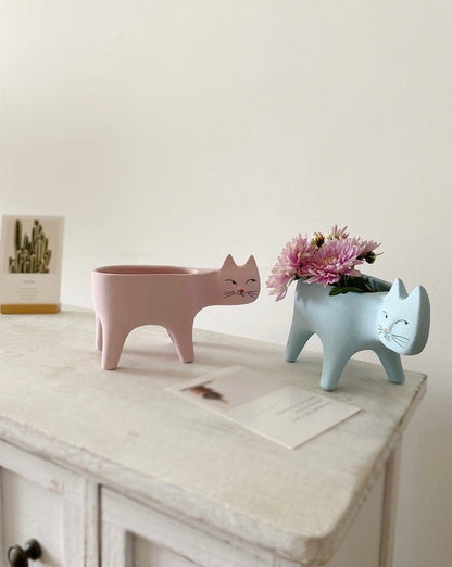 Handmade Pottery Cute Kitty Planters - Unique Planters for Indoor, Outdoor & Front Yard Garden by INSPECIAL HOME