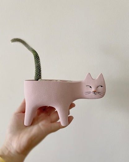 Handmade Pottery Cute Kitty Planters - Unique Planters for Indoor, Outdoor & Front Yard Garden by INSPECIAL HOME