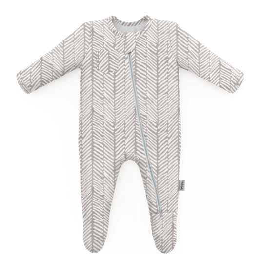 HERRINGBONE FOOTED JAMMIES by Milk Snob