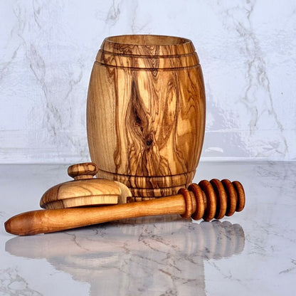 Olive Wood Honey Pot w/Honey Dipper by Choixe