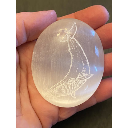 Whale Selenite Palmstone by Zen and Meow