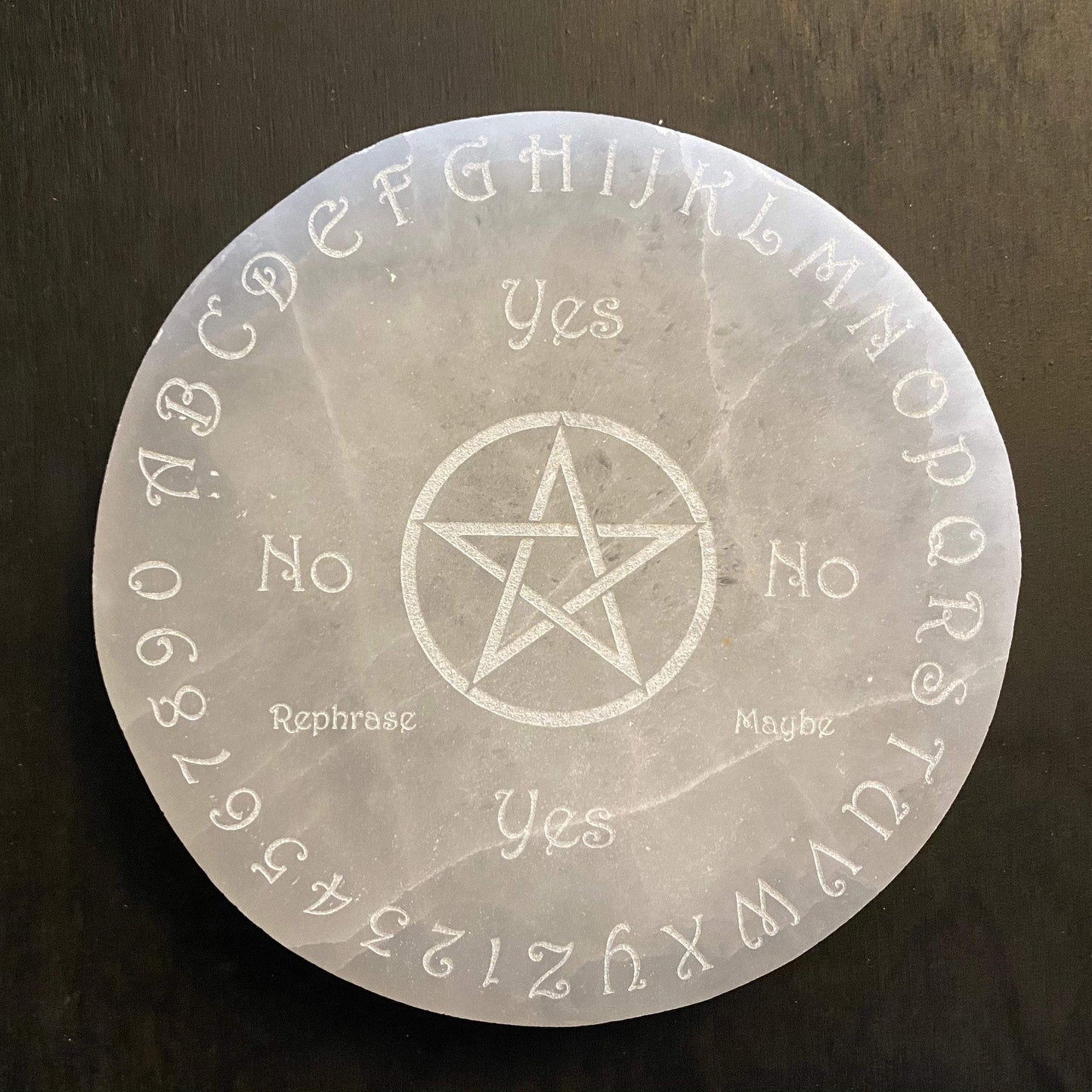 Selenite Laser Engraved Charging Platform Pendulum Board by Zen and Meow