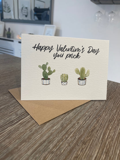 You Prick Cactus Valentines Day Funny Humorous Hammered Card & Envelope by WinsterCreations™ Official Store