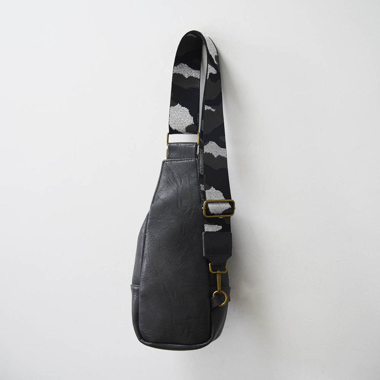 The Isla Sling Bag with Guitar Strap | Dark Gray with Camo Strap by Babs+Birdie