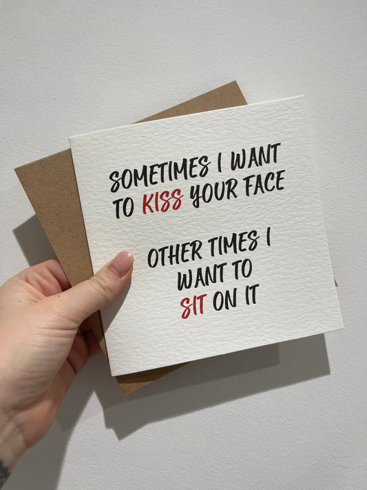 Sometimes I Want To Kiss Valentines Day Funny Humorous Hammered Card & Envelope by WinsterCreations™ Official Store