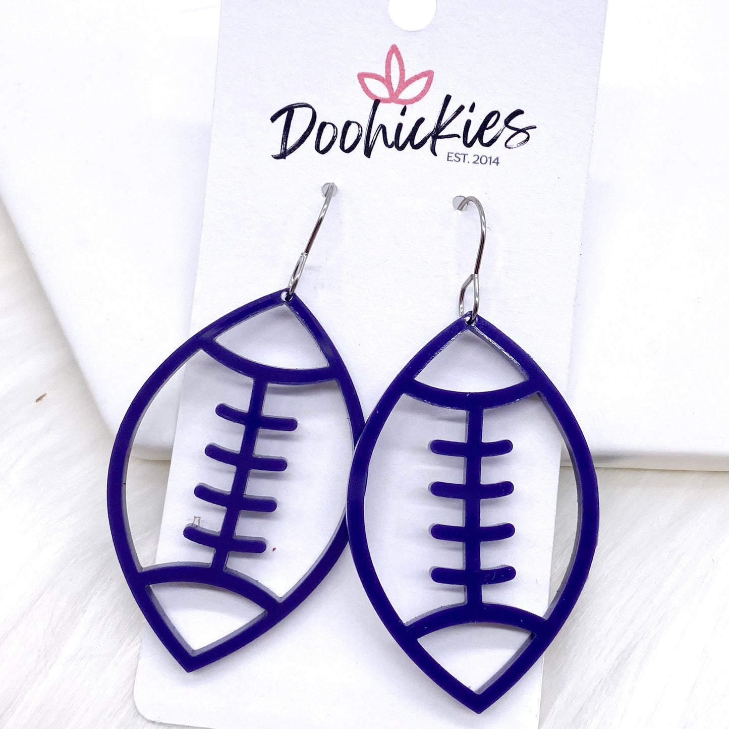 2" Custom Acrylic Cutout Footballs -Sports Earrings by Doohickies Wholesale