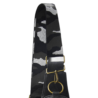 The Isla Sling Bag with Guitar Strap | Dark Gray with Camo Strap by Babs+Birdie