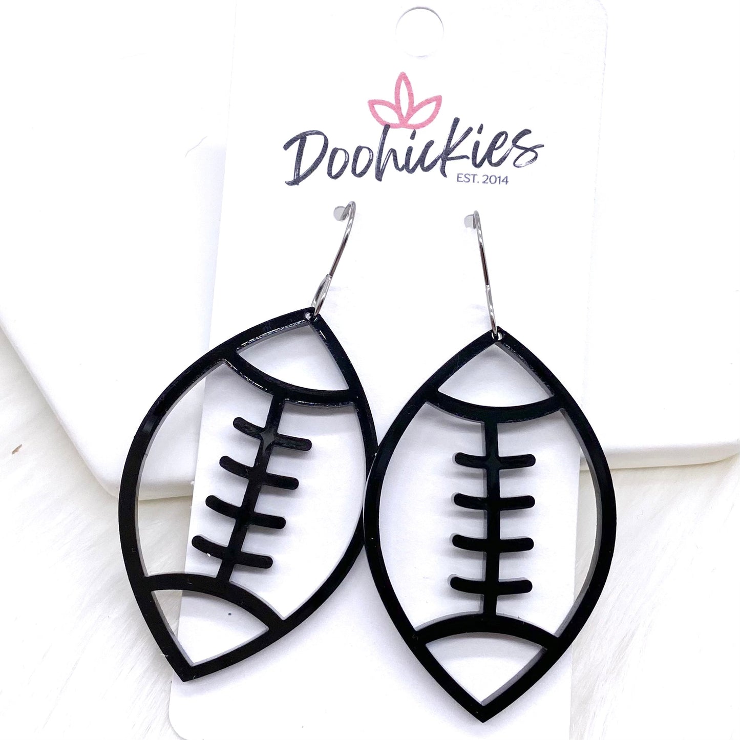 2" Custom Acrylic Cutout Footballs -Sports Earrings by Doohickies Wholesale