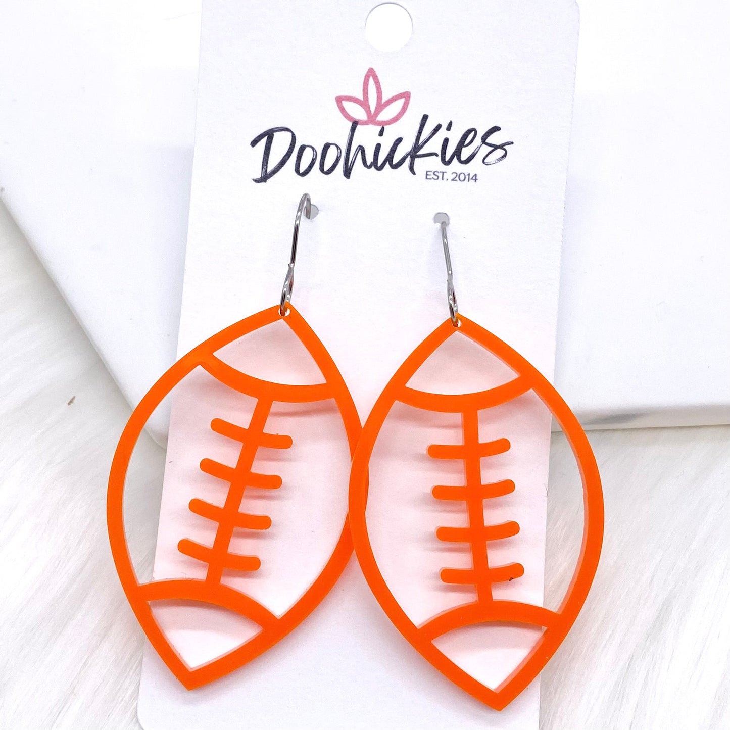 2" Custom Acrylic Cutout Footballs -Sports Earrings by Doohickies Wholesale