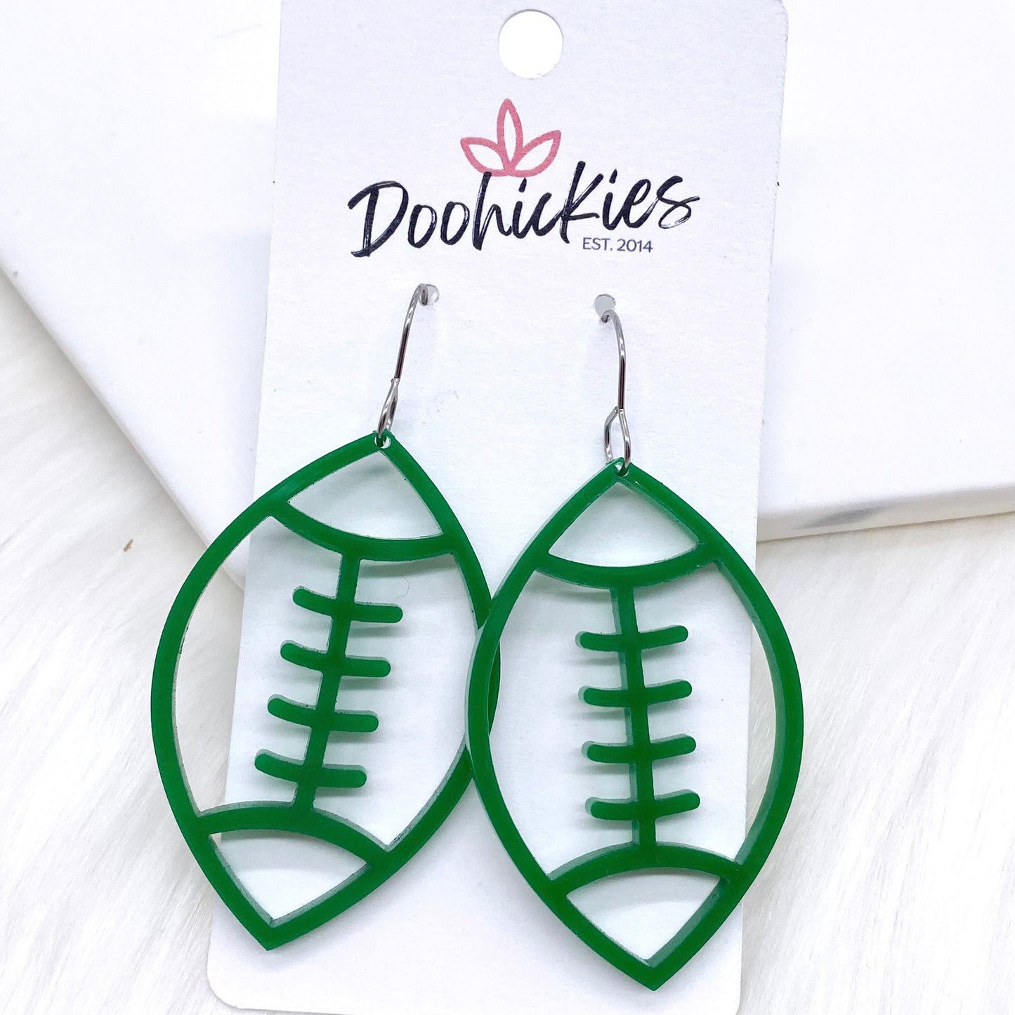 2" Custom Acrylic Cutout Footballs -Sports Earrings by Doohickies Wholesale