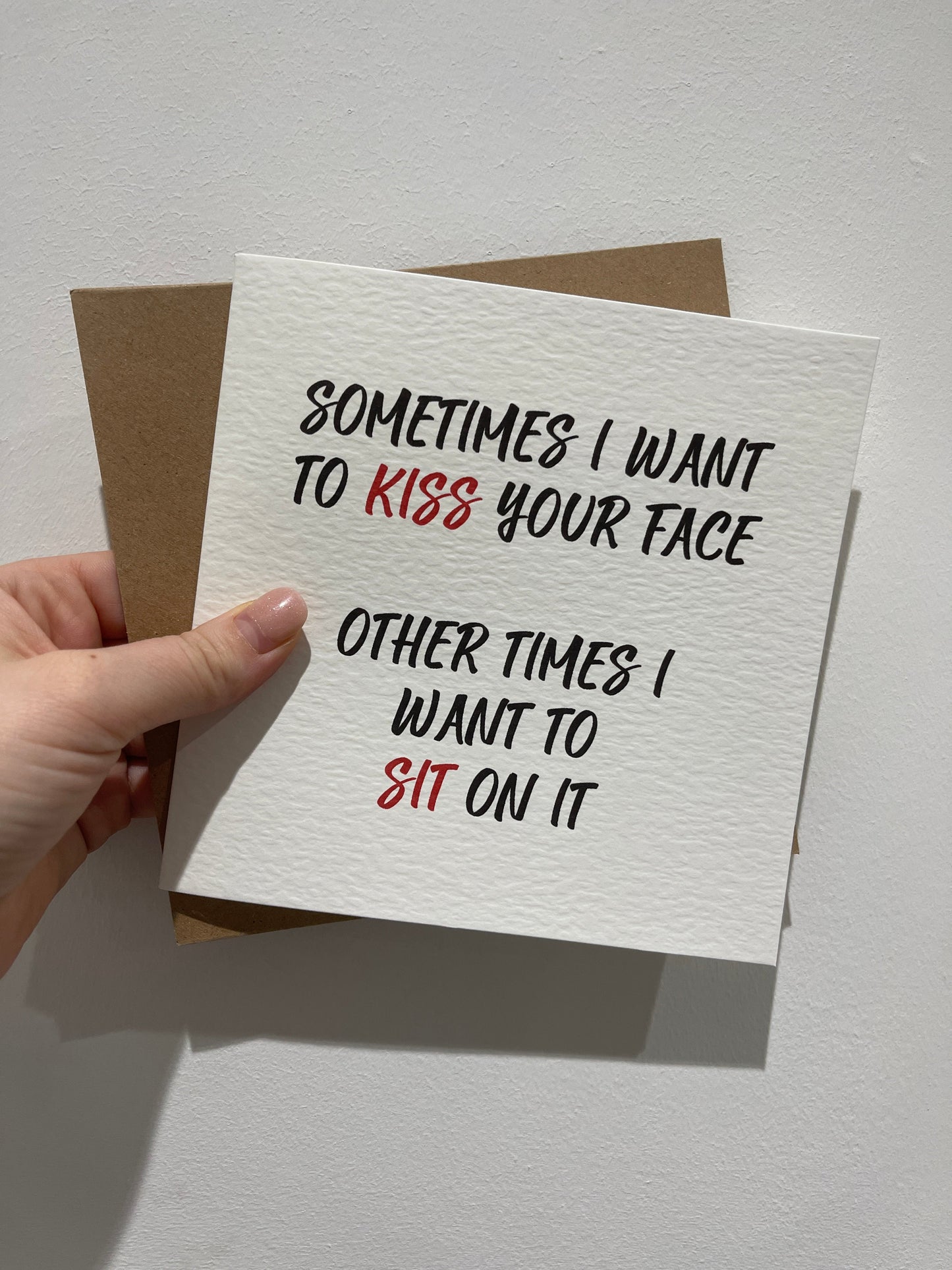 Sometimes I Want To Kiss Valentines Day Funny Humorous Hammered Card & Envelope by WinsterCreations™ Official Store