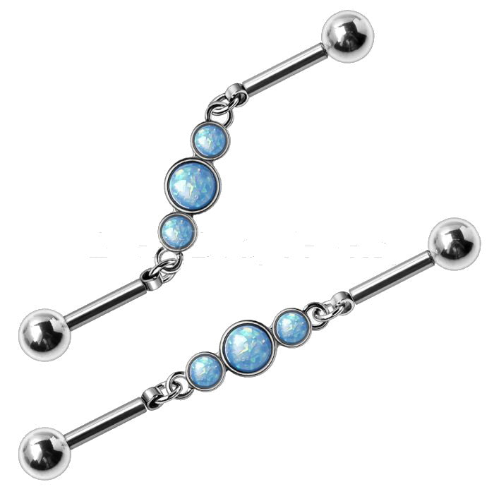 316L Stainless Steel Blue Bubble Chain Industrial Barbell by Fashion Hut Jewelry