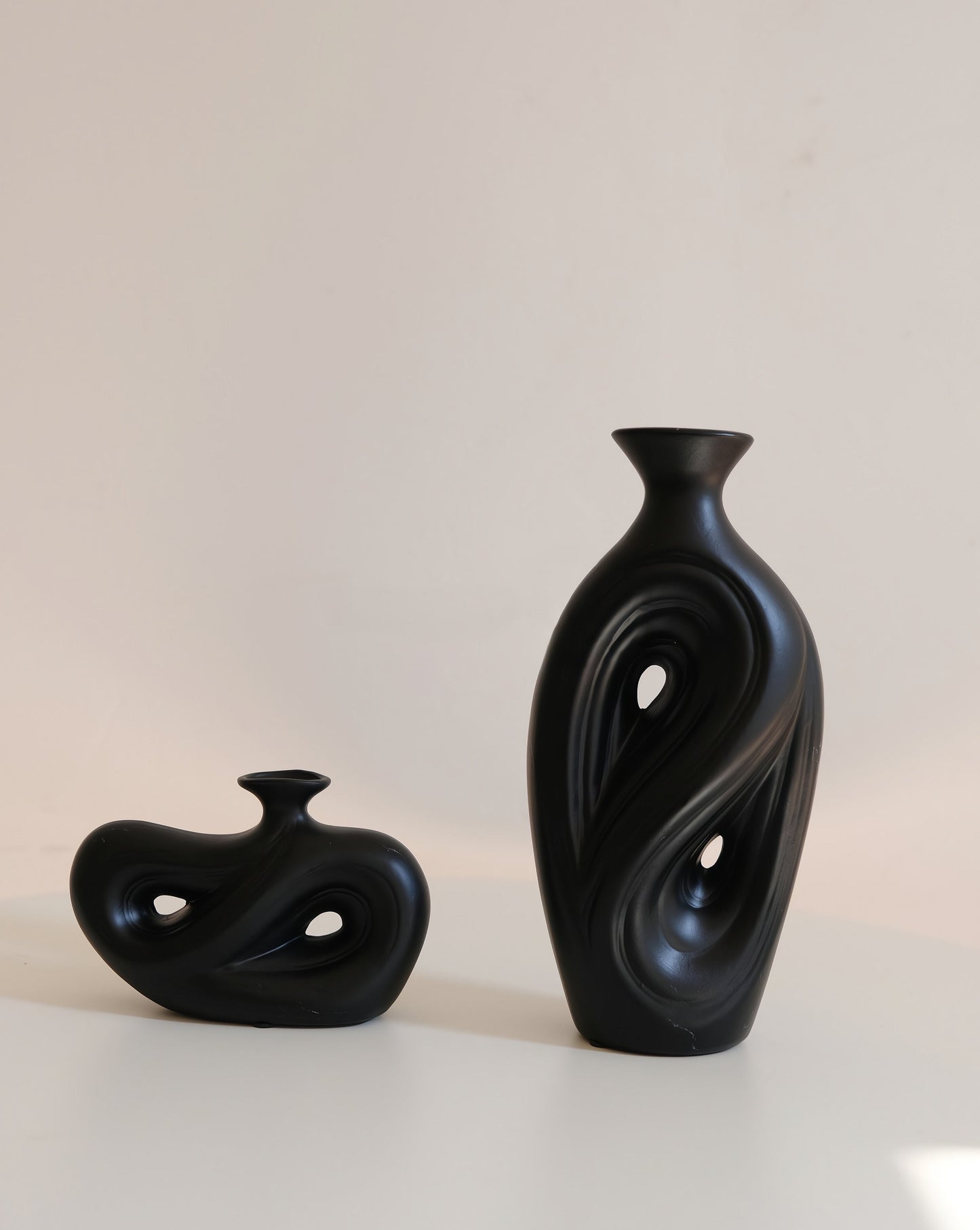 Handmade Contemporary Abstract Ceramic Black Flower Vase - Decorative Irregular Vase by INSPECIAL HOME