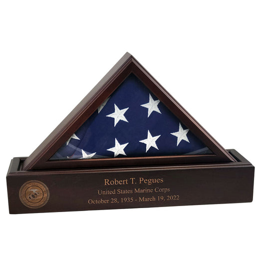 Flag and Personalized Pedestal Display Case - for 3x5 Capitol Flag. by The Military Gift Store