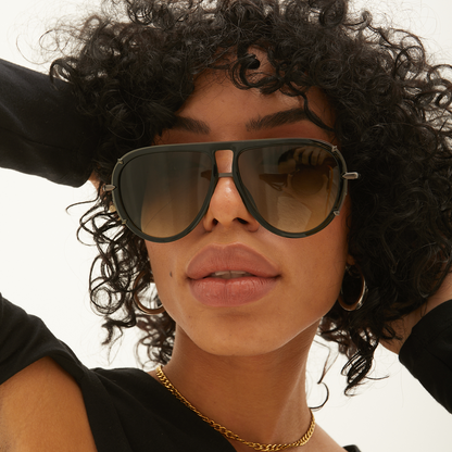 Ivy Luxe - Olive Tangle-Free Round Aviator Sunglasses by TopFoxx