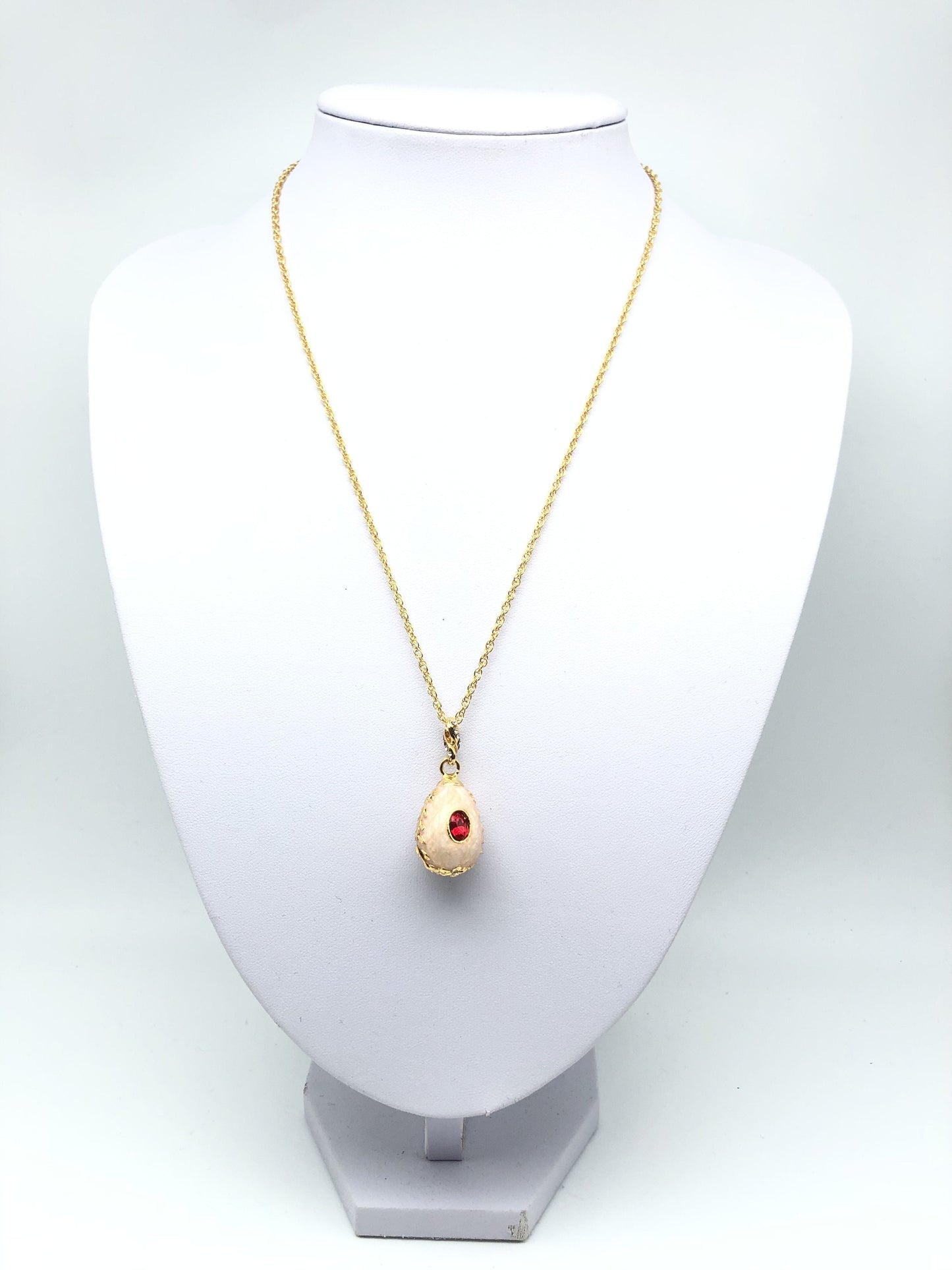 Pink Egg Pendant Gold Necklace by Keren Kopal