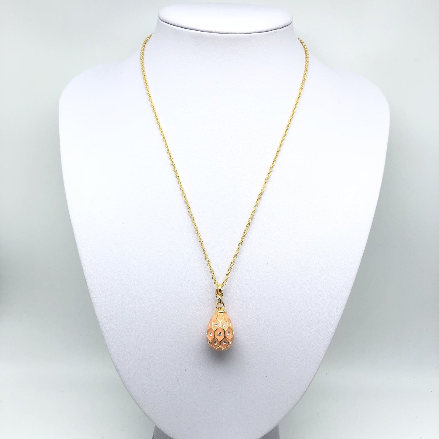 Pink Egg Pendant Gold Necklace by Keren Kopal