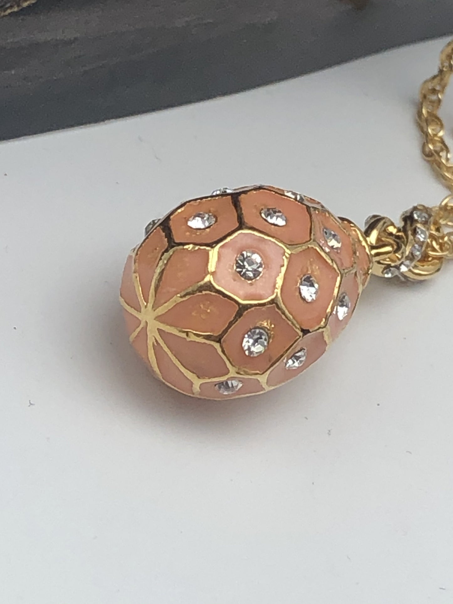 Pink Egg Pendant Gold Necklace by Keren Kopal