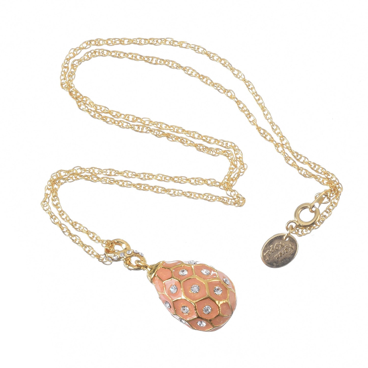 Pink Egg Pendant Gold Necklace by Keren Kopal