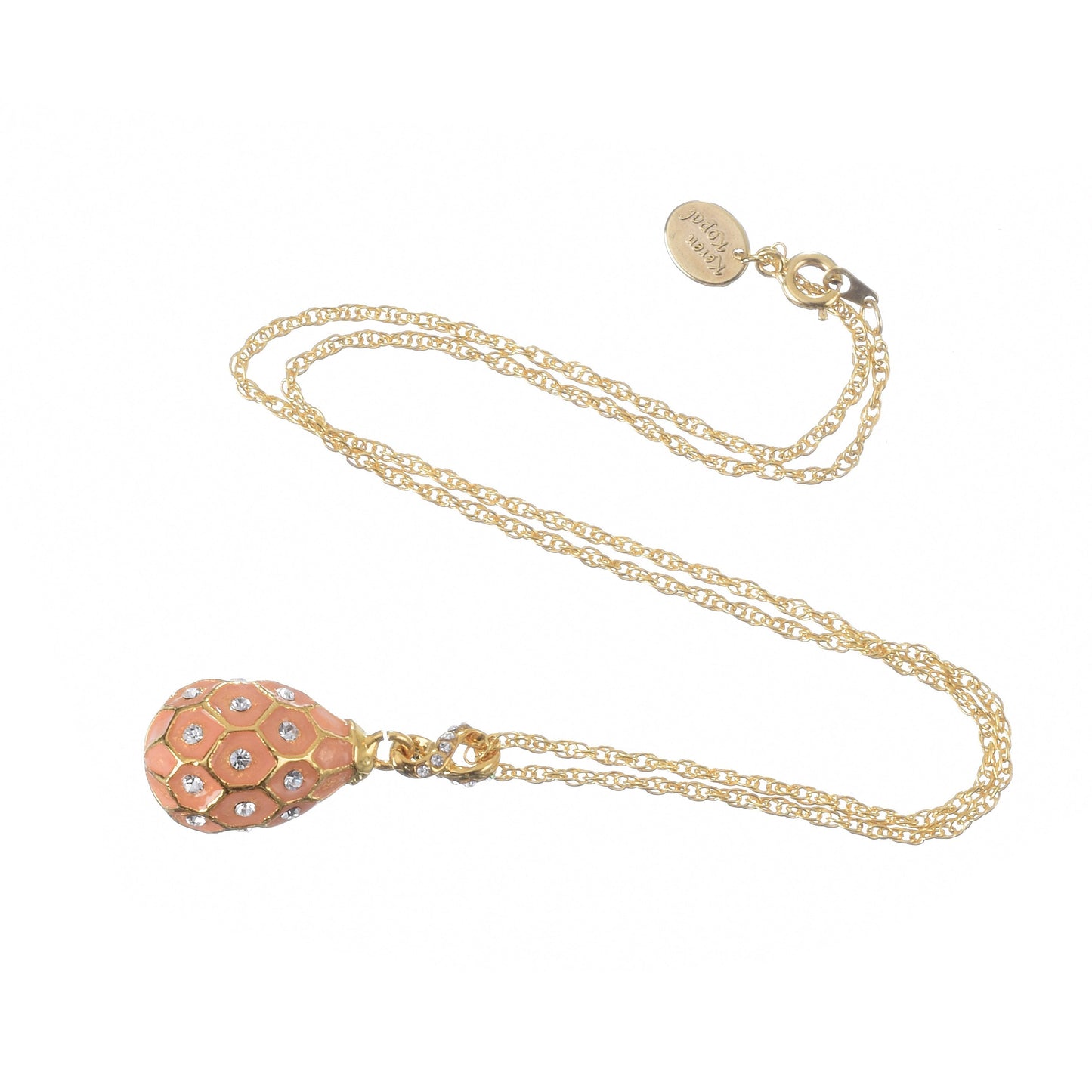 Pink Egg Pendant Gold Necklace by Keren Kopal